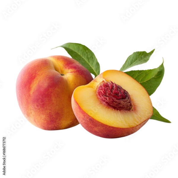 Obraz ripe peach with leaves