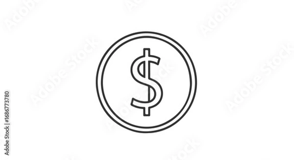 Obraz Simple line art icon representing currency and financial value.