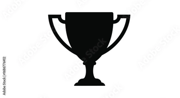 Obraz Simple black silhouette of a classic trophy cup on a white background, representing victory and achievement.