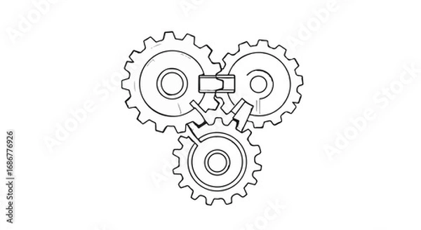Obraz Interlocking gears symbolizing teamwork and mechanical precision in a clean, graphic style