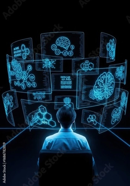 Fototapeta AI Data Analysis: Futuristic Technology Concept