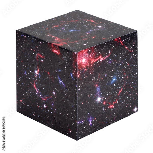 Fototapeta Cosmic Cube: Nebula Texture, Space Background, 3D Galaxy Art