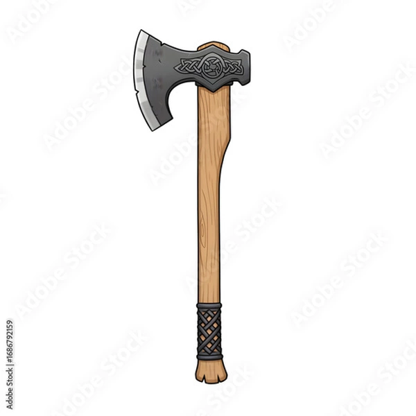Fototapeta Pixel Art Viking Axe:  Game Asset, 8-Bit Weapon, Norse Mythology Graphic