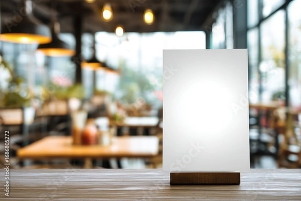 Fototapeta Bar Table Tent. Blurred Background Design for Acrylic Business Card Banner