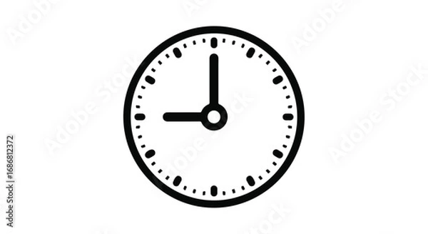 Obraz Simple analog clock face showing nine o'clock with clear markings and hands