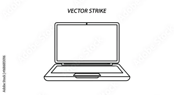 Obraz Modern laptop computer open and ready for use on a white background