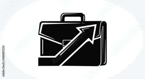 Obraz Black briefcase with upward trending arrow symbolizing business growth and success