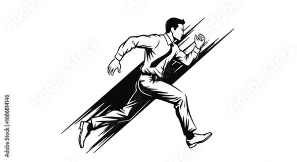 Obraz Determined businessman running forward with speed and ambition