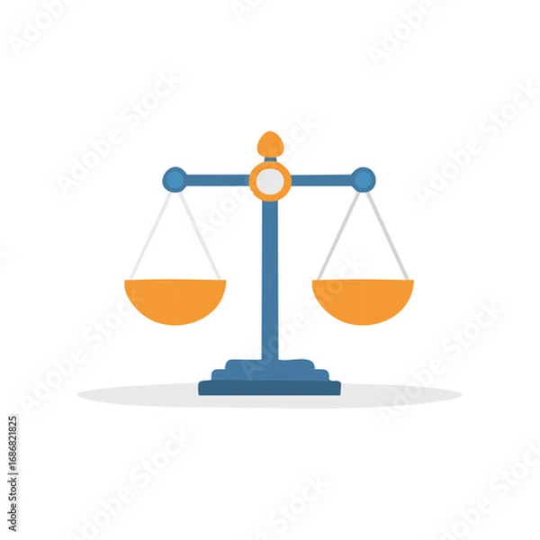 Fototapeta Simple vector illustration of a scale balance on white background representing law and legal system