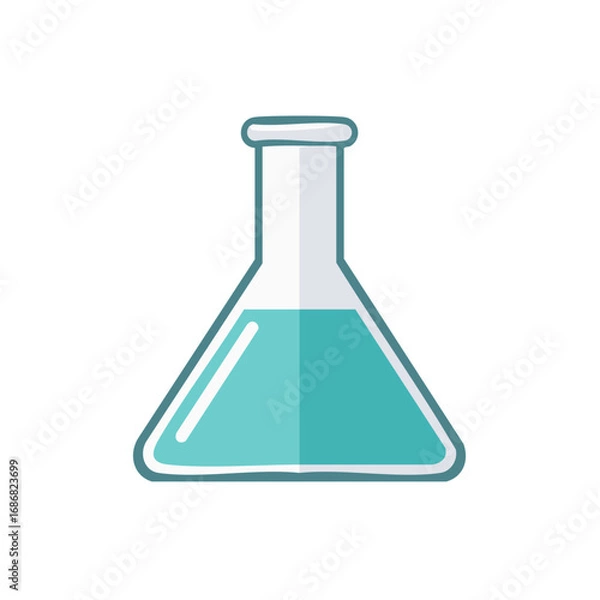 Fototapeta Erlenmeyer Flask with Turquoise Liquid in a Scientific Lab Setting