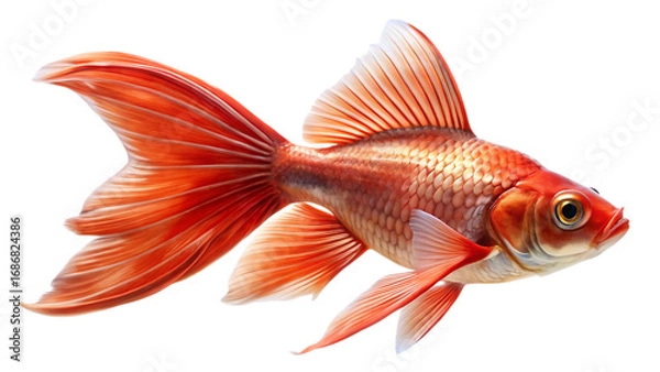 Fototapeta Red Fish with Flowing Tail Isolated on Transparent Background