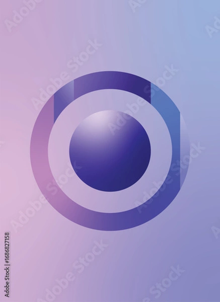 Obraz Modern Gradient Circle with 3D Sphere and Geometric Rings