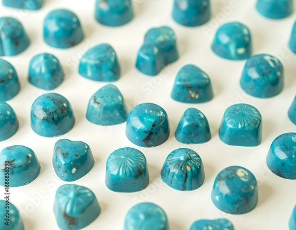 Fototapeta Vibrant teal colored chocolates