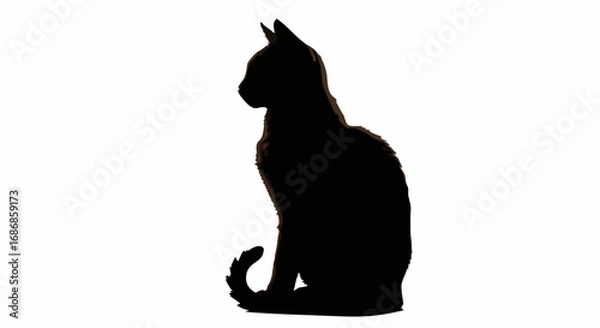 Fototapeta Vector Silhouette SVG Icon of Cat with Minimalist Line Art Style in Black for Web and Digital Design