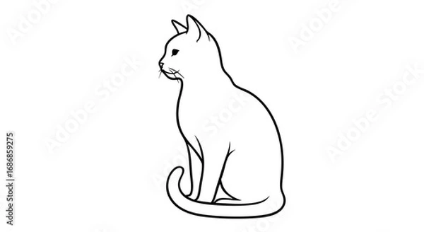 Fototapeta Vector Minimalist Line Art SVG Illustration of Cat with Elegant Curves in Black and White Modern Flat Style Perfect for Digital and Web Design