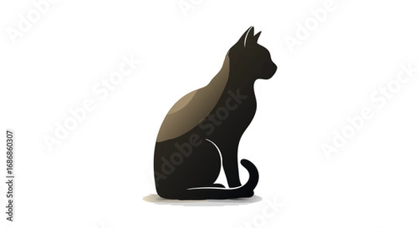 Fototapeta Minimalist Vector SVG Illustration of a Sitting Cat in Black and Beige Flat Design