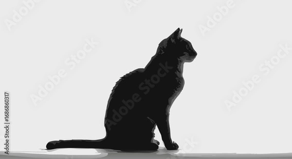 Fototapeta Minimalist Vector SVG Icon of a Sitting Cat in Monochrome Silhouette Style for Web and App Design
