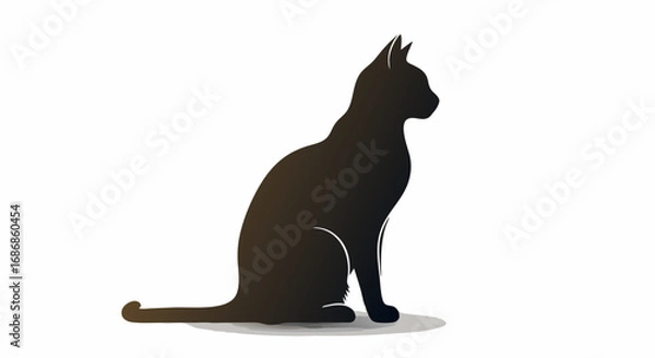 Fototapeta Vector Silhouette Animal SVG Icon Set with Minimalist Cat Illustration in Monochrome Style