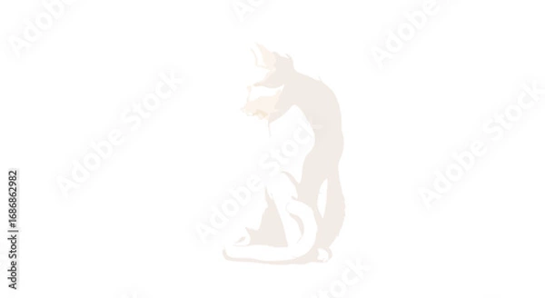 Fototapeta Vector Minimalist Line Art SVG Illustration of a Sitting Cat in Monochrome Style for Web and Digital Design