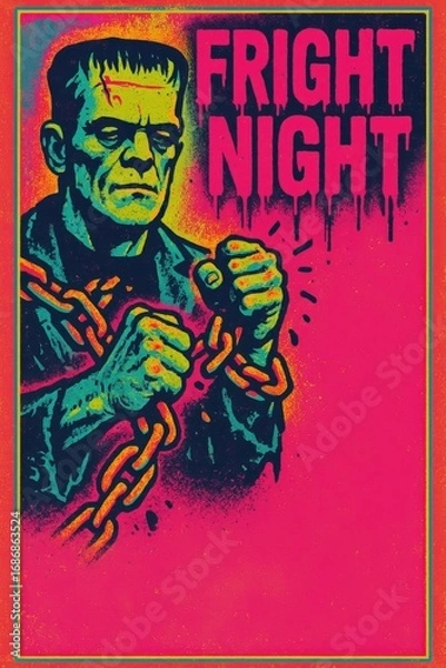 Fototapeta Halloween Frankenstein poster with copy space. Use for party flyers, event posters, horror promotions and seasonal advertising
