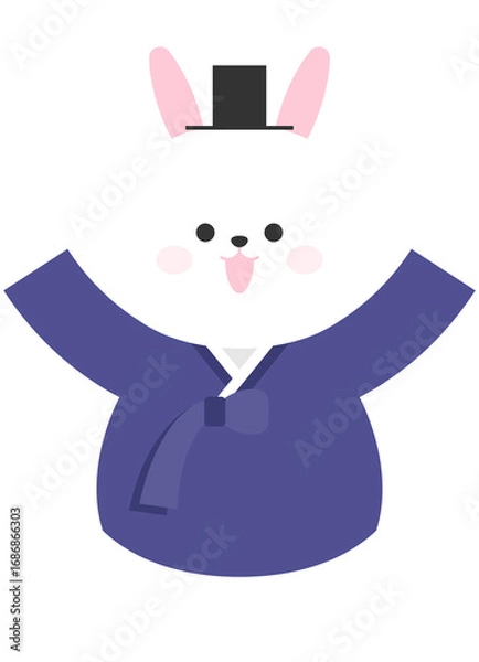 Obraz 한복을 입은 귀여운 토끼 일러스트