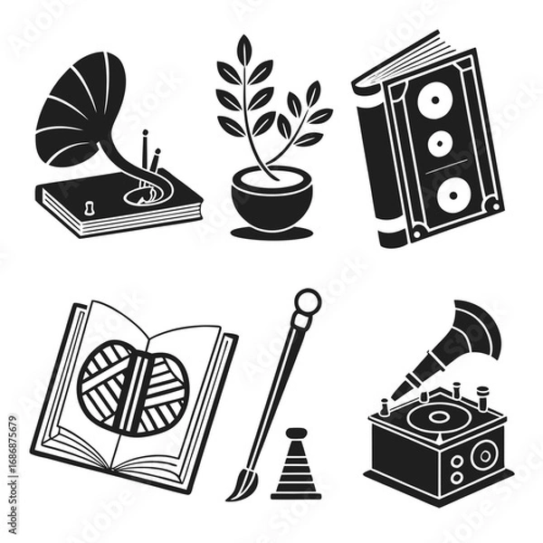 Obraz Vintage objects and craft supplies book