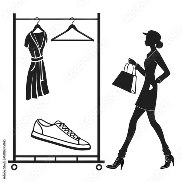 Obraz Woman shopping for fashion items clothing dress