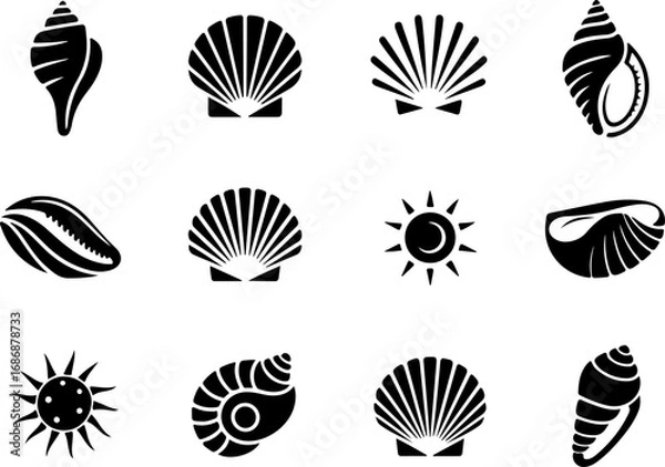 Obraz "Seashell Silhouette Collection" Vector Bundle
