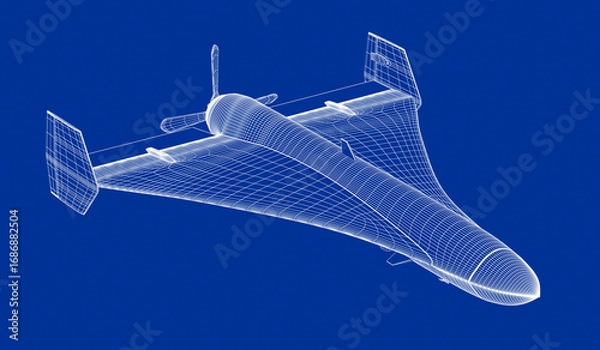 Fototapeta 3D wire-frame model of military surveillance drone