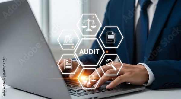 Obraz Audit Process Professionalism Business Control and Financial Compliance with Technology Audit Concept Illustration