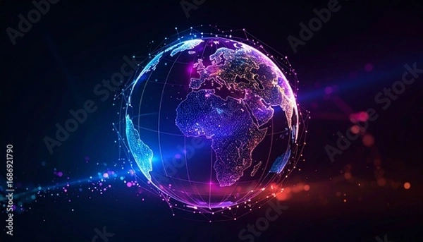 Fototapeta Abstract digital illustration of a colorful Earth, highlighting the concept of global connection