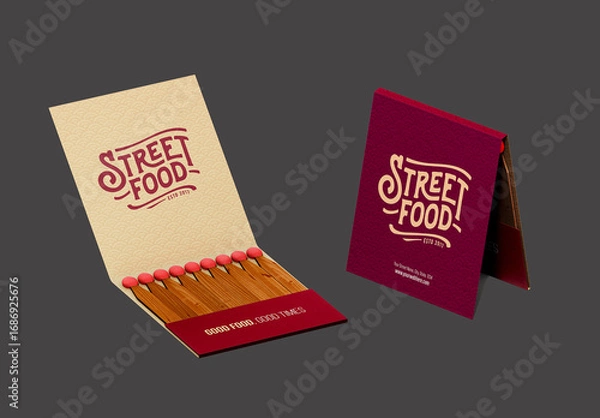 Fototapeta Open and Close Matchbox Perspective View Mockup