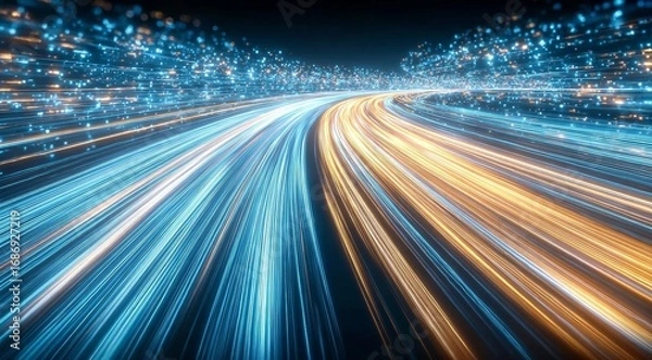 Fototapeta Dynamic Light Trails in a Futuristic Setting