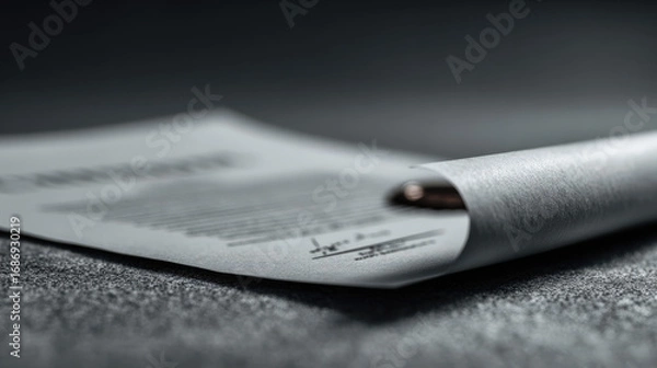 Fototapeta minimalist interior featuring certificate mounted on wall with blurred white text bars for ar name