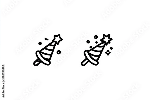 Fototapeta Simple outline illustration of a party popper.