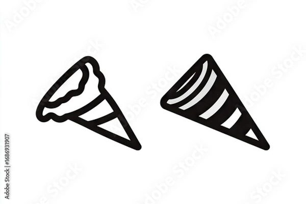 Fototapeta Two simple black and white ice cream cones.