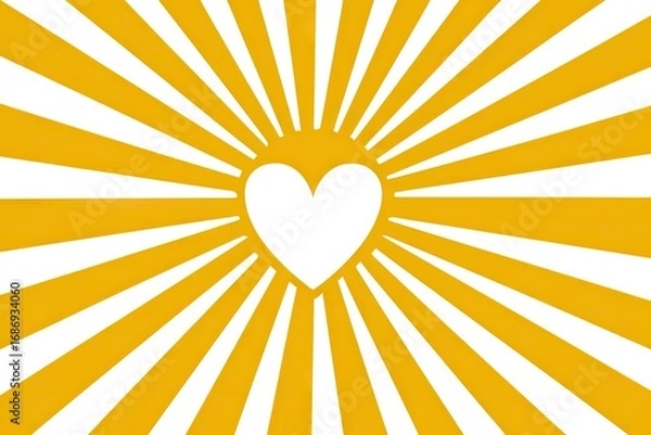 Fototapeta Simple heart design with radiating sunburst background.