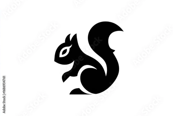 Fototapeta Simple black silhouette of a squirrel.