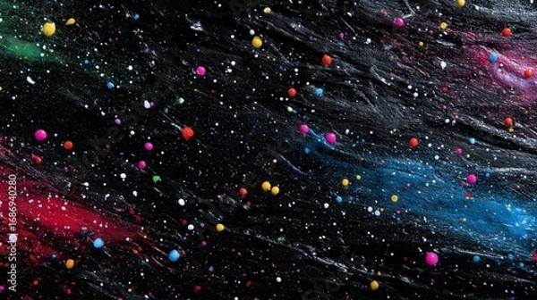 Fototapeta Colorful Cosmic Space Art with Bright Paint Splashes