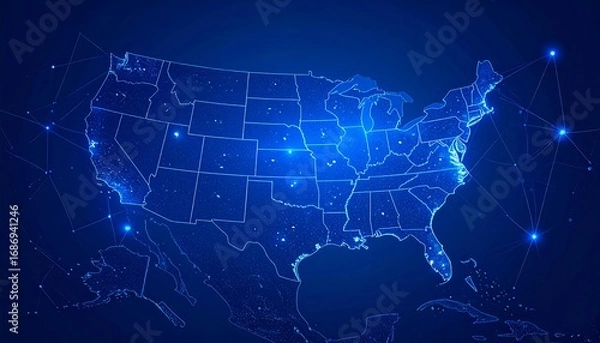 Obraz USA map, abstract, digital