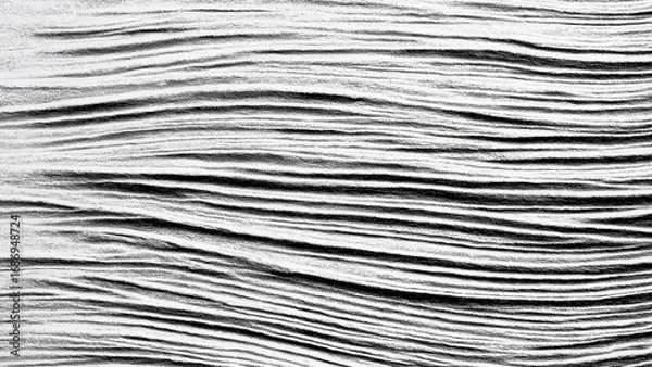 Fototapeta Abstract fine monochrome lines forming a layered wave texture, black and white linear pattern ideal for wallpaper, poster, or modern graphic design projects.