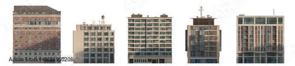 Fototapeta Modern building facades for architectural background isolated png on a transparent background premium cutout