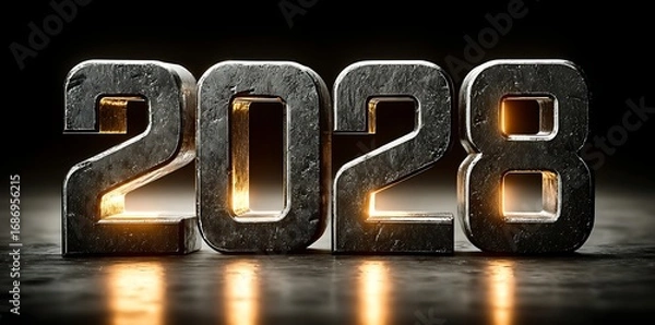 Fototapeta Bold 2028 numbers glow with future ambition