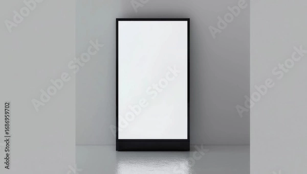 Fototapeta Digital signage with blank screen isolated on white background. Mockup to showcasing information or advertising