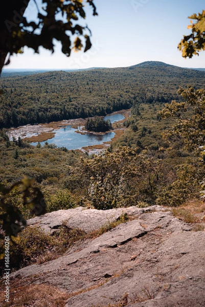 Fototapeta A view from the Wapack Trail. This photo is taken from Pratt Mountain, looking over Binney Pond in the foreground and Mount Watatic in the background. Late summer in southern New Hampshire.