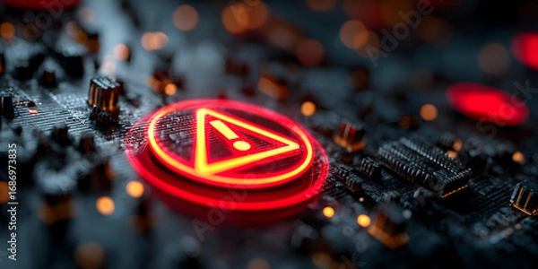 Fototapeta Cyber Threat Detected in Digital Code Interface, Alet System Highlighting Secuity Vulnerability in CyberEnvironment