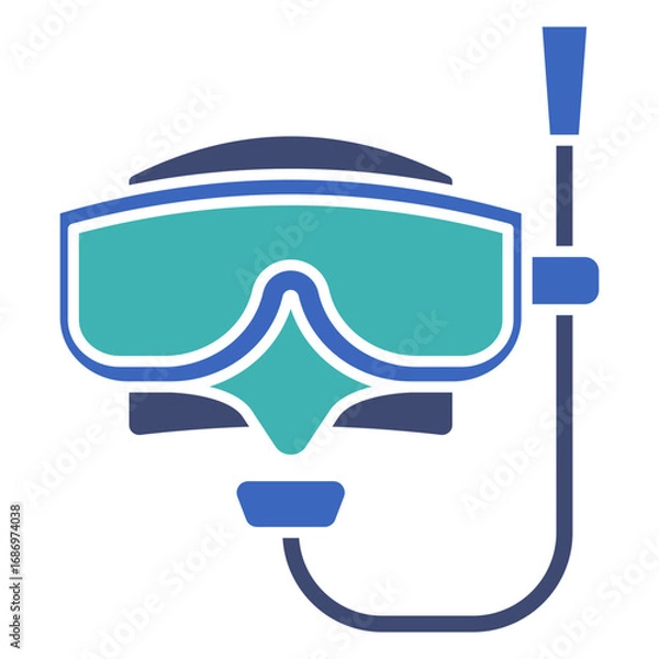 Obraz Simple Flat Design Dive Mask Snorkel Underwater Activity Equipment Icon