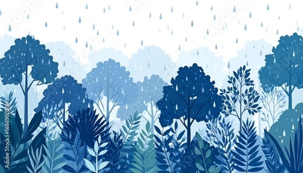 Obraz Rainforest scene under a light rain