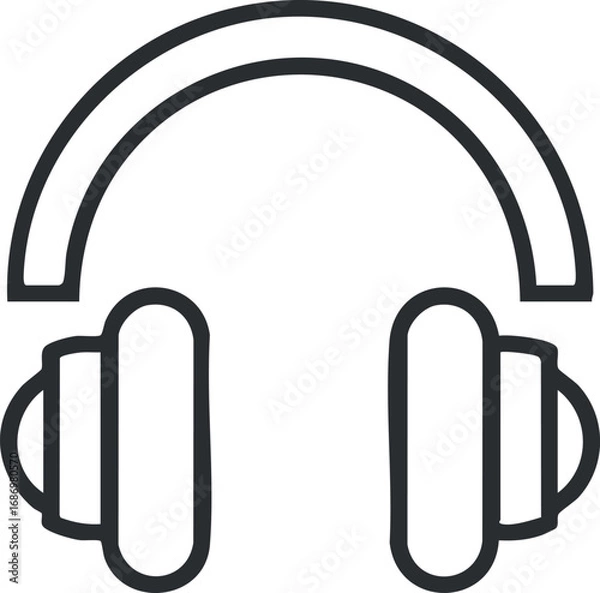 Fototapeta Black outline icon of headphones representing audio listening device for music or communication