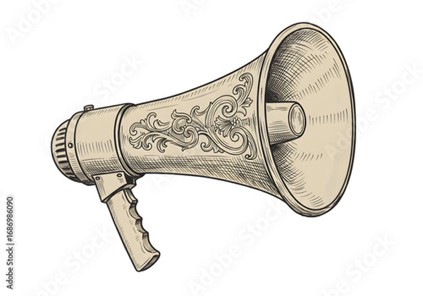 Obraz Vintage Megaphone Illustration In Brown Tones Isolated On Transparent Background